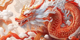 中式神龙戏云海图