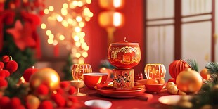 喜庆中式节日餐桌布置