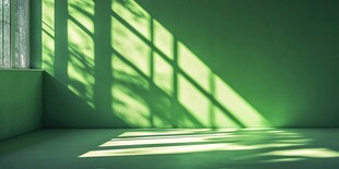 绿色房间内的光影艺术