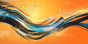 橙蓝动感线条抽象背景图