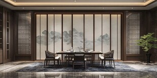 中式雅致餐厅室内场景