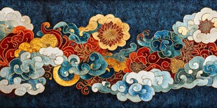 中式传统云纹刺绣图案