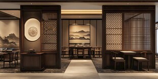 中式典雅餐厅室内空间展示