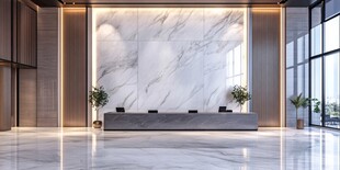 现代简约风大理石前台大厅