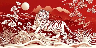 瑞虎贺岁图 中式精美画卷