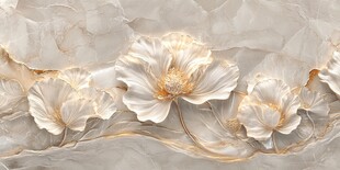 立体浮雕白花墙面装饰图