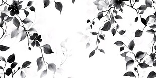 黑白花卉枝叶图案背景