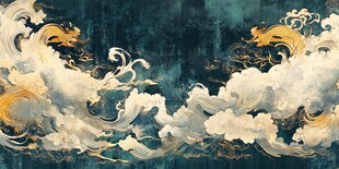 中式云海祥龙国风插画