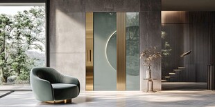现代轻奢风室内门与休闲椅