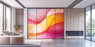 现代客厅的彩色艺术背景墙