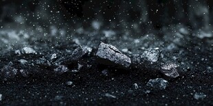 黑色碎石散落的微观景象