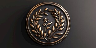 复古金色花环装饰徽章