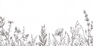 手绘花草边框