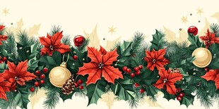 圣诞花卉装饰边框图案