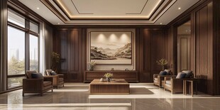 中式奢华董事长办公室场景