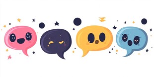 可爱表情对话气泡插画
