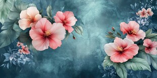 梦幻粉花绿叶背景图