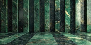 绿色大理石柱与地面场景