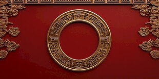 中式红底金饰古典边框