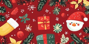 圣诞节日元素喜庆插画