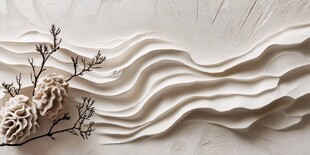 立体波浪墙面与装饰植物