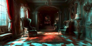 神秘复古的幽暗欧式客厅