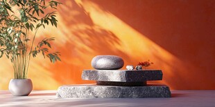 禅意石景与绿植静谧之境