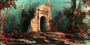 神秘丛林中的古老石拱门