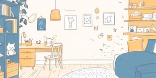 温馨可爱风的儿童卧室一角