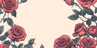 复古玫瑰边框装饰图案