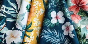 多彩花卉植物印花布料