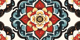 复古花卉几何图案设计