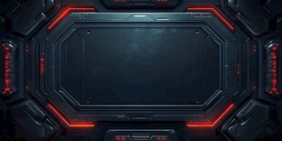 科幻风黑色带红边科技面板