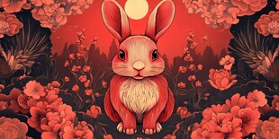 月下萌兔伴繁花