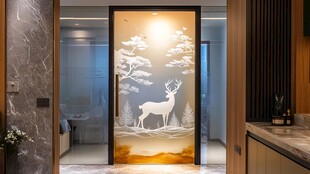 梦幻鹿景玻璃门装饰设计