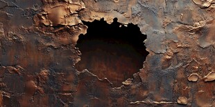 生锈铁皮上的破洞