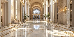 豪华大理石酒店大堂走廊