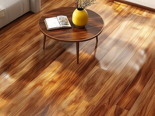 木质地板上的简约茶几布置