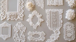 精致蕾丝相框与装饰花朵