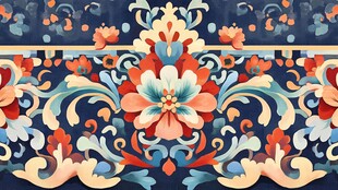 中式古典花卉纹样图案