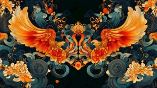 双凤呈祥中式华丽纹样
