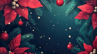 圣诞花卉装饰背景图