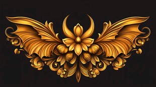 金色华丽对称花纹装饰图案