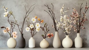 花瓶插花 雅致春日花卉组合