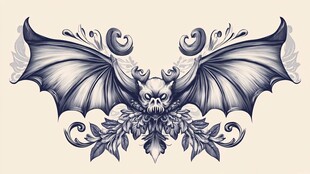 哥特风蝙蝠装饰艺术图案