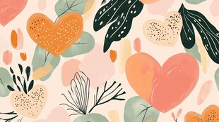 爱心植物图案的温馨背景