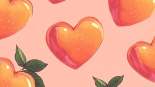 心形桃子水彩图案背景