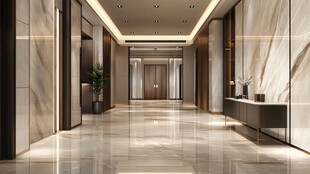 豪华大理石材质电梯厅设计