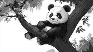 熊猫惬意栖于树枝间
