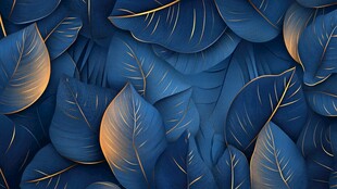 蓝色叶脉树叶抽象背景图